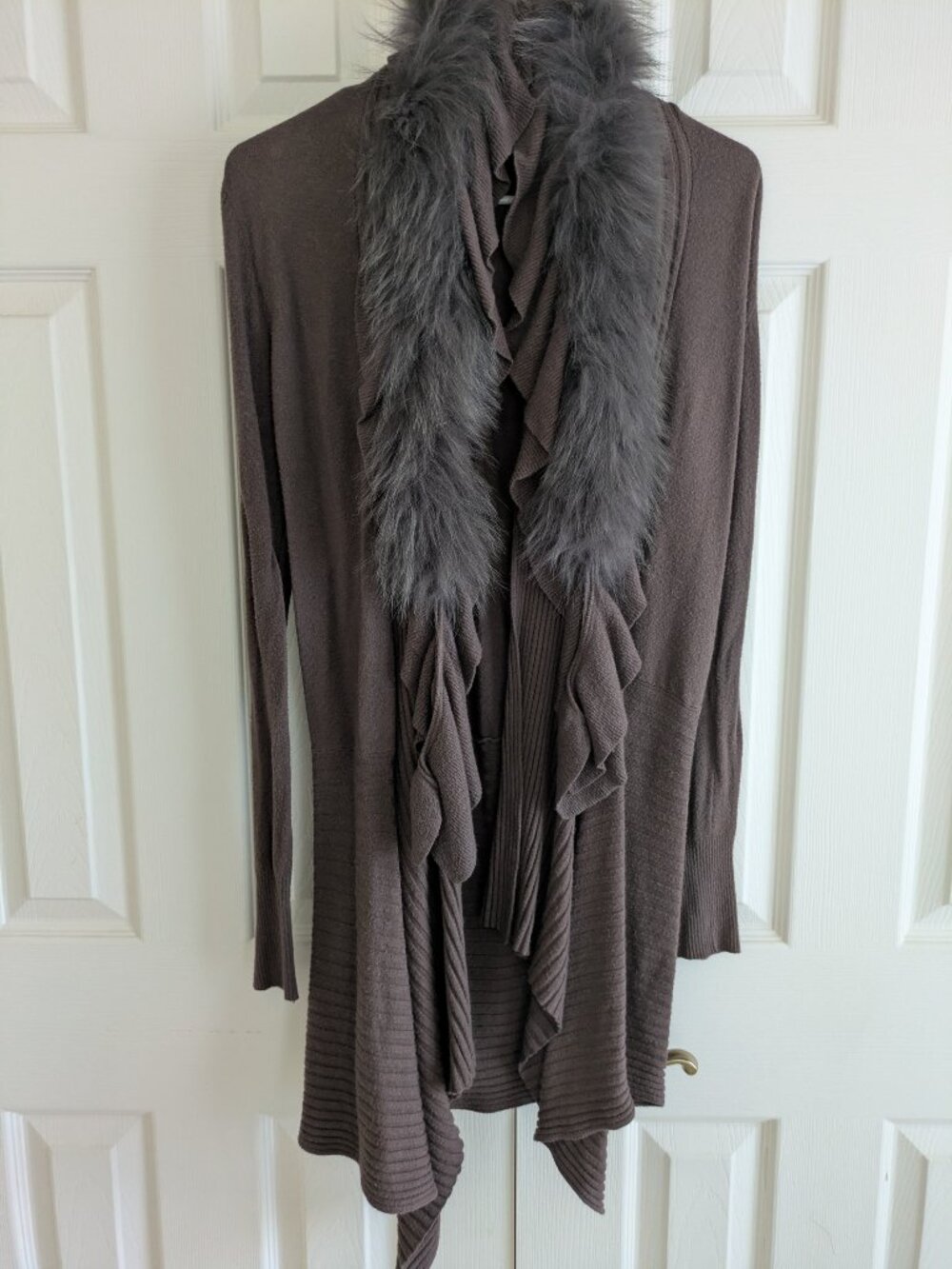 Miilla Taupe/Brown Long Faux Fur Sweater in Size M